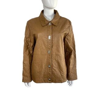 Dialogue Quilted Leather Golden Mahogany Colored Mid Century Style Jacket